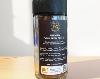 Epic Premium Freeze-Dried Coffee--Cold Brew in a Glass Tumbler – 1 Pack (68g / 34 Cups)-Now available with custom engraving