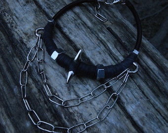 industriellt halsband post apo zero waste upcycled punx