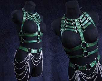 Conjunto de arneses decorativos verdes