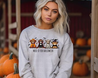 Highland Cow Halloween, moo-d for Halloween PNG Digital Download