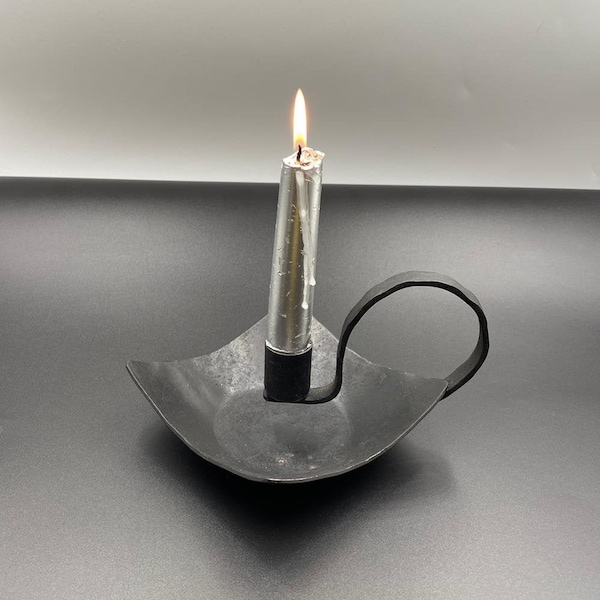 Forget Candle holder Pan | Candlestick | Wrought iron |  Blacksmith made | Hand Forged |  Black and Golden | 100% handmade ||