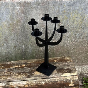Forged standing type candlestick, Wrought Iron, Hand Forged, Steel Holders, Black or gold, Blacksmit made, 100% handmade,