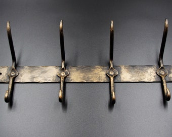 Perchero de pared Forjado a mano Hierro Forjado Negro y