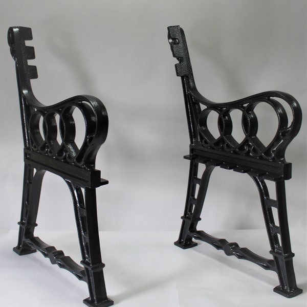 Set of bench legs, park bench legs, cast aluminum legs