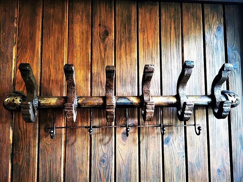 Rustic Steel Wall Coat Rack in Rust Color Made by Hand and Heart - Etsy