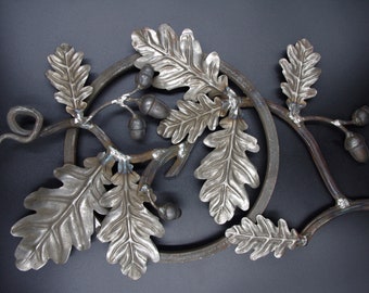 Lovely large steel oak leaves with acorns rosette, Wall Art, For DIY project, Home decor, Decoration or fence element