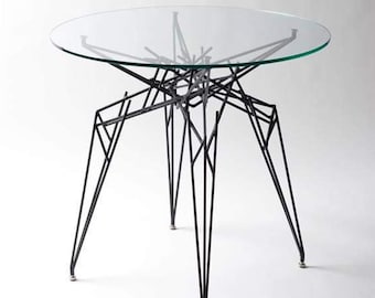 Kleine Ronde Glazen Eettafel, Handgemaakt, eigen ontwerp zo'n tafel vind je nergens anders.