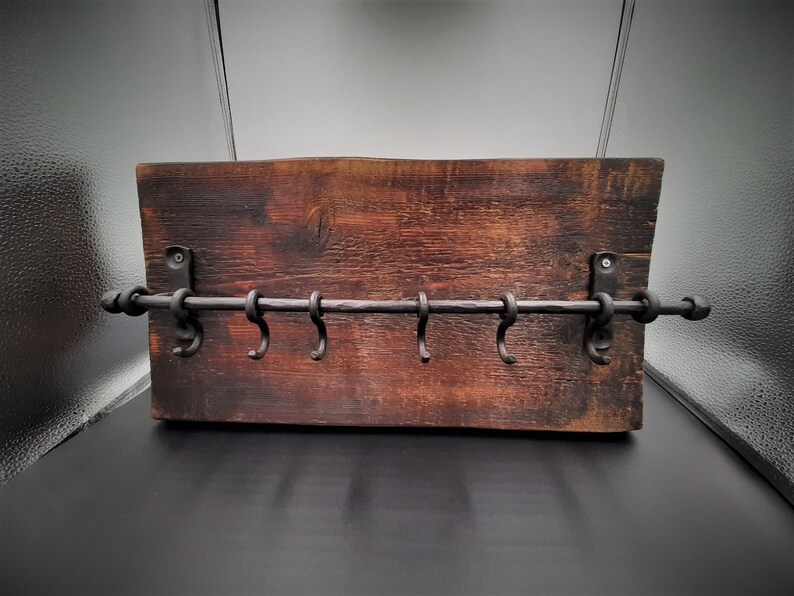 Sliding Cup Hooks Pan Rack Blacksmith made |Black Old Antique Look Forged Iron Kitchen Hooks 100/% handmade Wrought iron