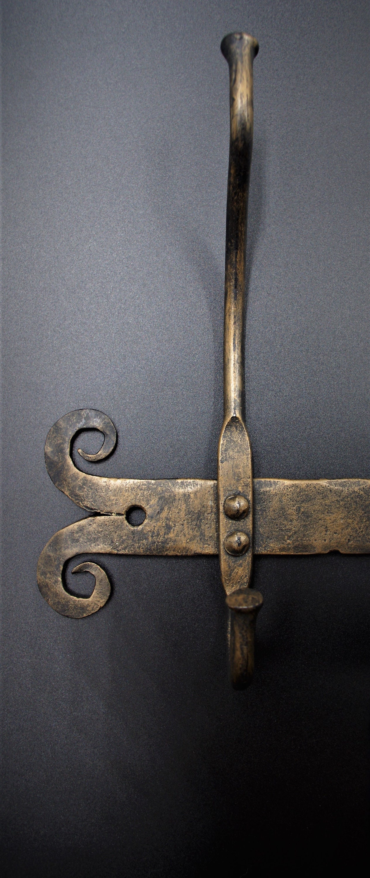 Coat Rack Wall mounted Hand Wrought Iron Black Etsy