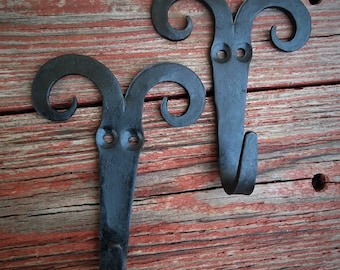 Metal Coat Hooks | Steel Wall Hook | Towel holder | Home entrances decor | Blacksmith made | 100% handmade | Black Wrought iron|