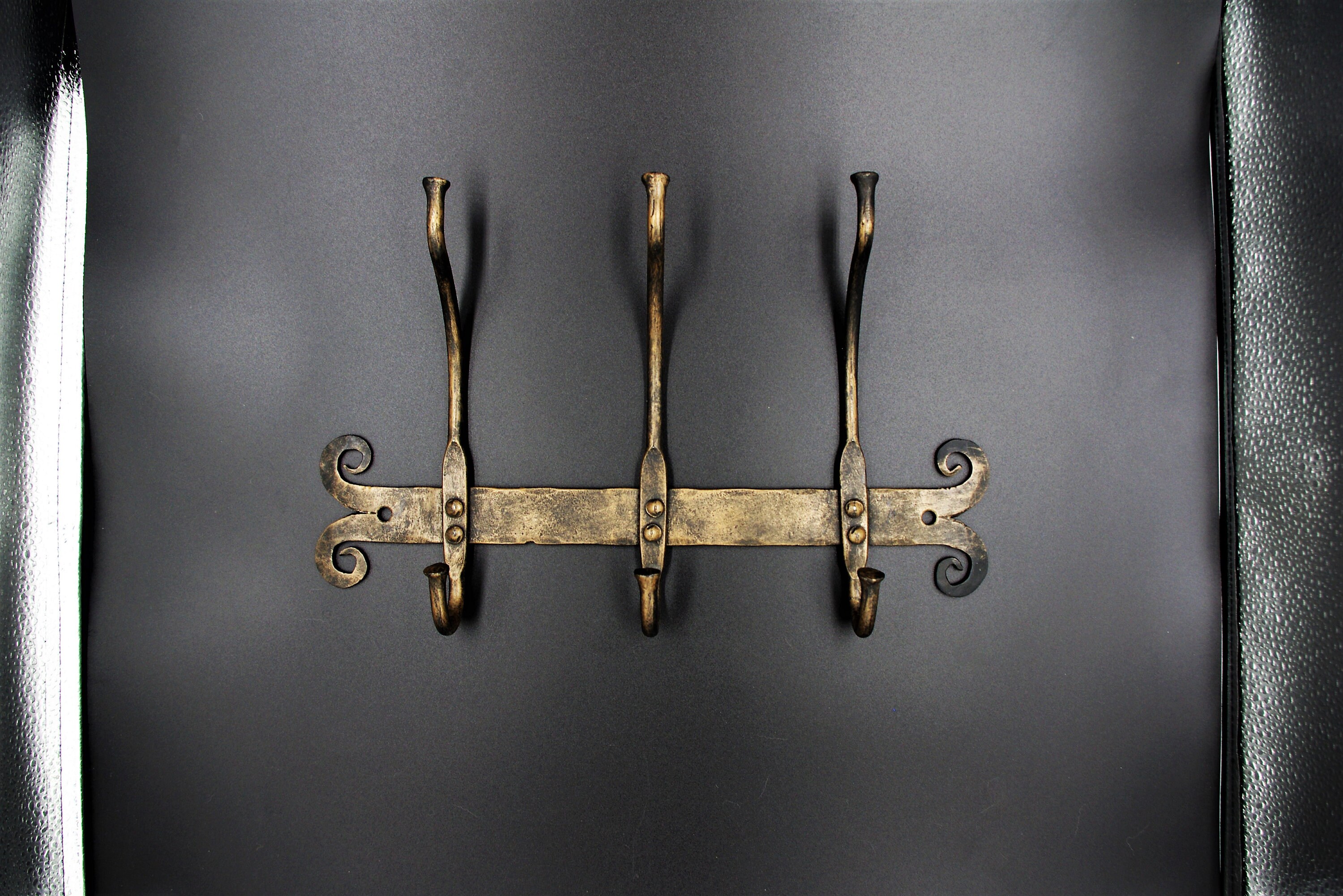 Coat Rack Wall mounted Hand Wrought Iron Black Etsy