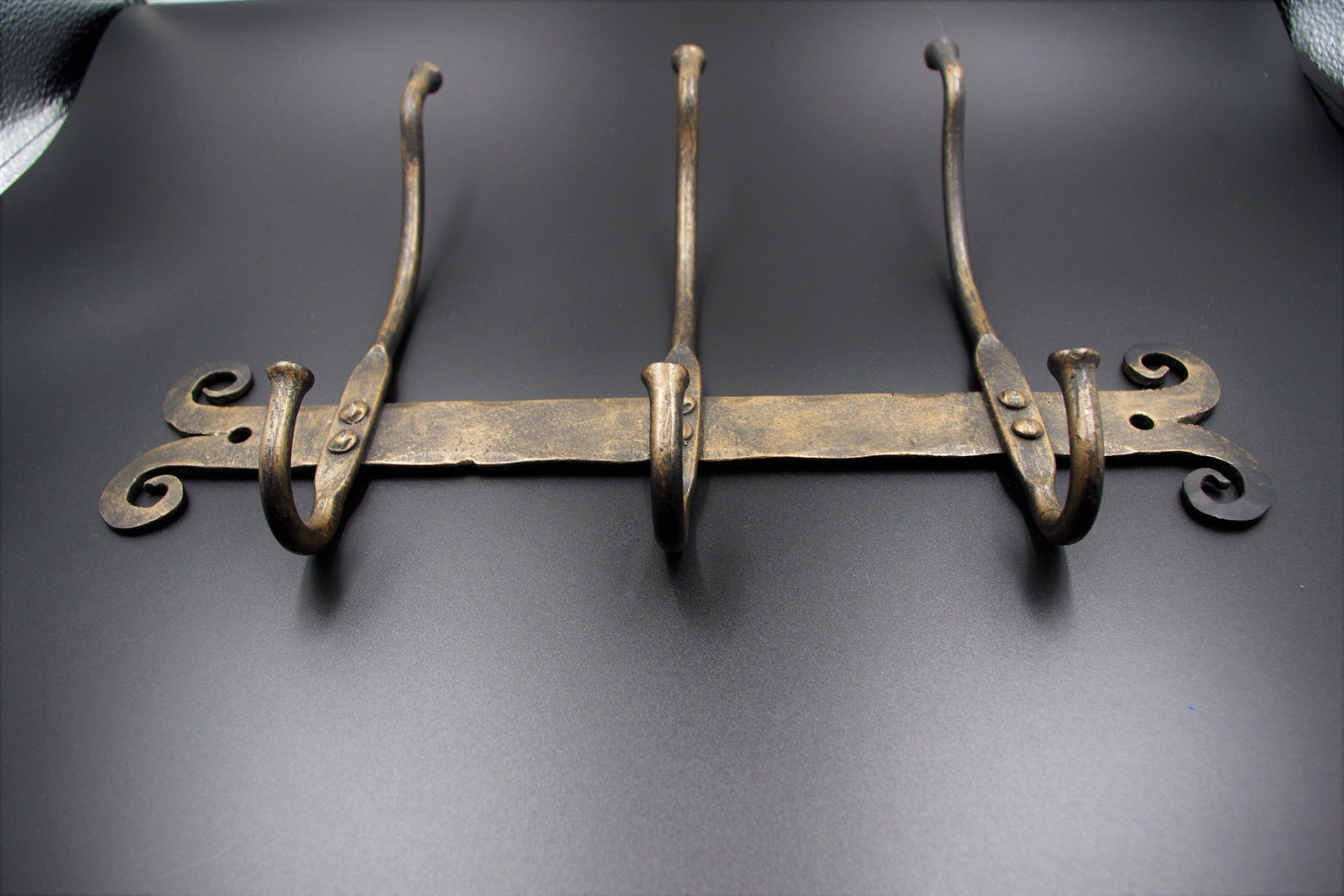 Coat Rack Wall Mounted Hand Wrought Iron Black Etsy