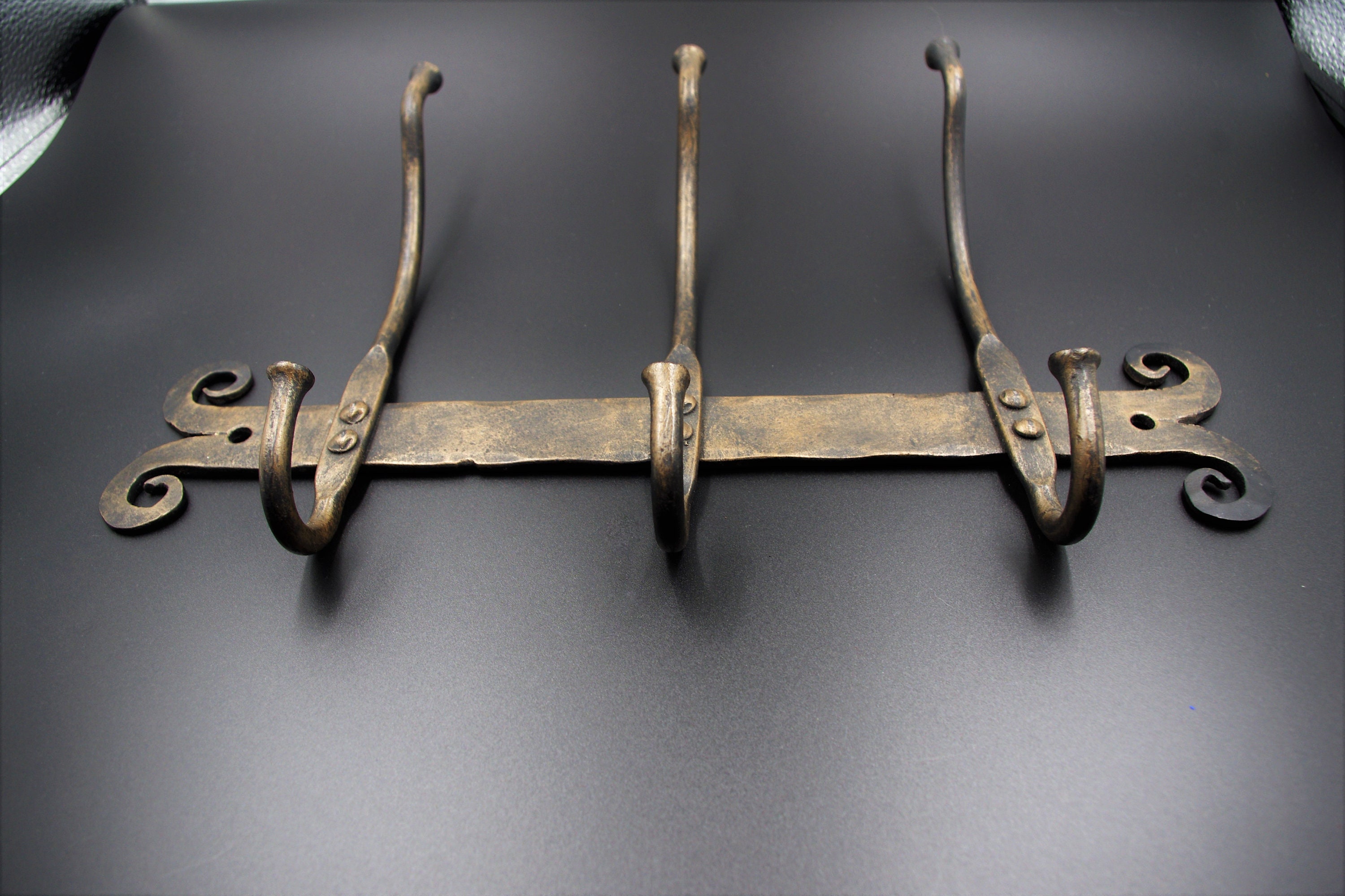 Coat Rack Wall mounted Hand Wrought Iron Black Etsy