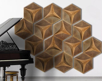 Panneaux acoustiques artistiques en bois, diffuseur de sons en bois, panneaux acoustiques à lattes en bois