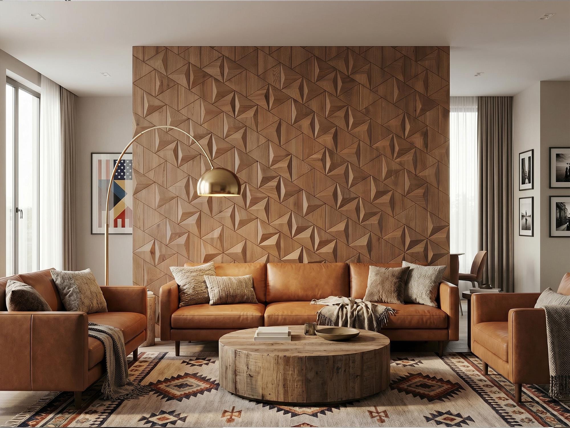 SET of 3D Wooden Wall Panels, Geometric Wood Tiles, Acoustic