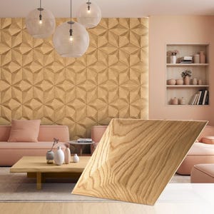 3D Wandpaneele aus Holz, Dekorative 3D-Holzwandpaneele, Wandverkleidung, Dekor, Eiche, moderne Wandverkleidung, FORM AT WOOD - Diamond