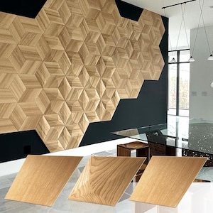 2x 2D + 3D Wall Panels Wood Wood Panel for Wall Wood Wall Panel Wood Wall Panels Interior Design 2D CARO + 3D DIAMOND