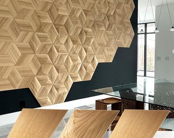3D Wood Wall Panels, Diamond Rhombus Tiles, Geometric Pattern Mix, Textured Wall Art, Modern Bedroom Headboard