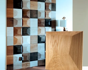 3D Wood Wall Panels, Wood Accent Wall, Convex PILLOW Block, Sculptural Wall Art, Soft Geometric Texture Decor