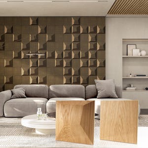 2D + 3D Wall Panels Wall Paneling Wall Panel Wall Art Wall Decor Wood Panel Accent Wall 2D SQUARE + 3D PILLOW
