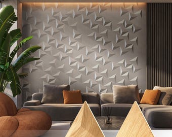 3D Wood Wall Panels, Geometric Mix, Parametric Style Decor, Dark Moody Wall Art, Textured Relief Cladding