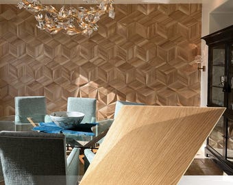 Houten 3D-wandpanelen: wanddecoratie geometrisch eiken accent