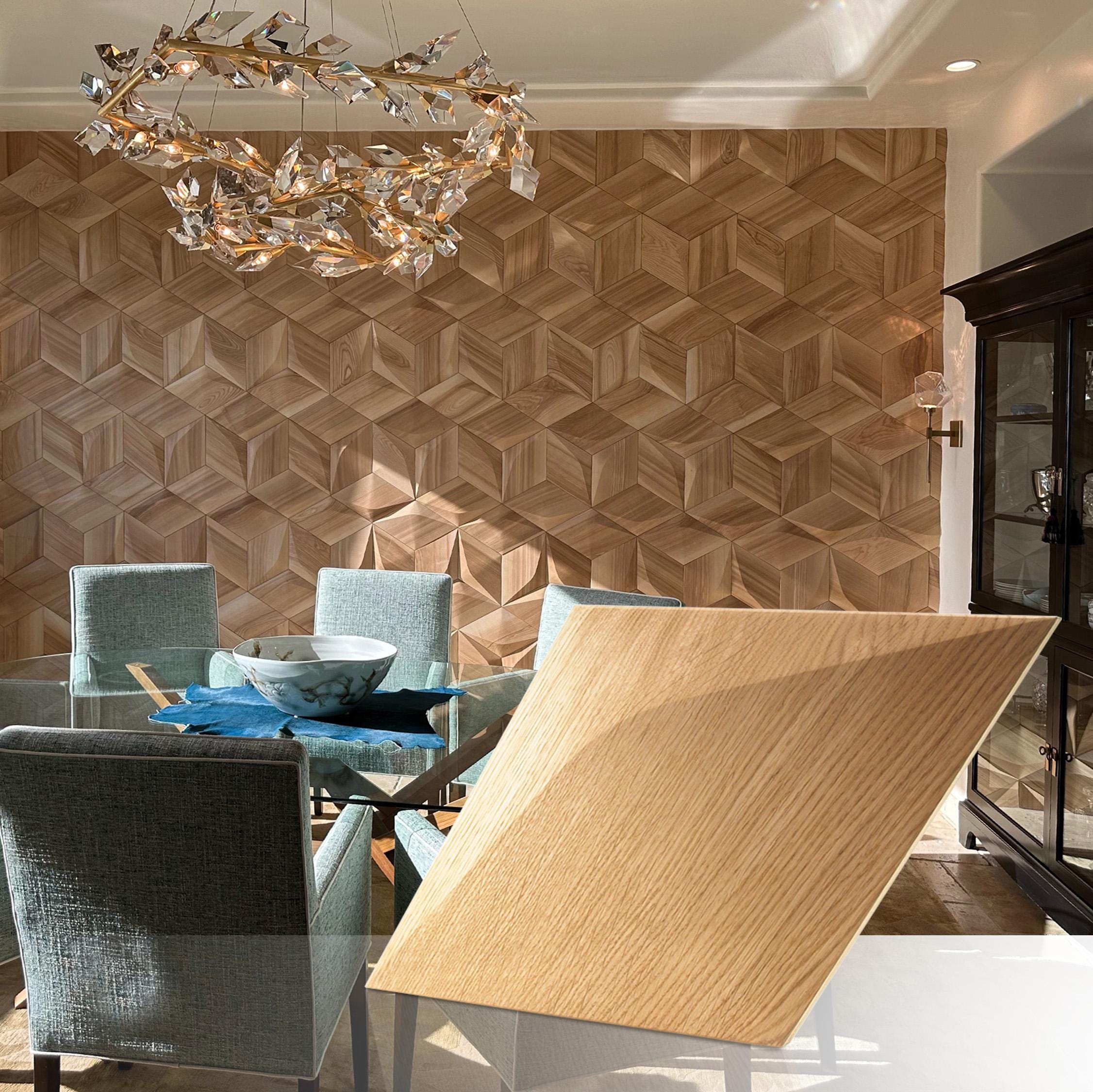 3D Wood Wall Panels: Geometric Oak Accent Wall Decor - Etsy Australia