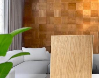 Wood Accent Wall Tiles, SQUARE Wood Wall Panels, Geometric Block Decor, Decorative Wall Cladding, Modern Texture Art