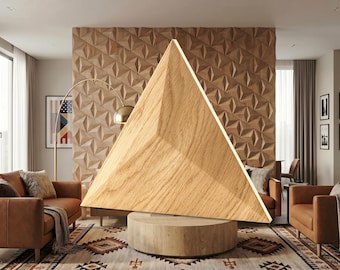 3D houten wandpaneel, geometrische houten tegel, akoestisch accentdecor - PYRAMID