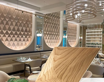 Diamond Wood Wall Panels, Wood Accent Wall, Geometric 3D Effect Art, Modern Textured Decor, Bedroom Headboard Panel