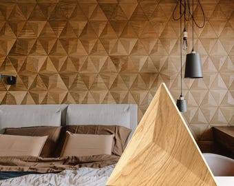 3D Wood Wall Panels, Geometric PYRAMID Art, Textured Accent Wall, Sound Diffusing Decor, Modern Architectural Relief