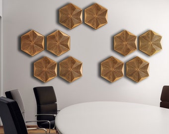 Sound Absorbing Panels, 3D Hexagon Wood Tiles, Textured Acoustic Art, Honeycomb Noise Reduction, Studio Wall Decor