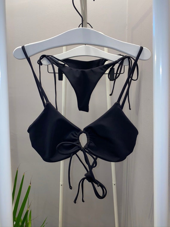black keyhole bikini top