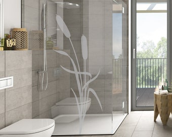 floral motif "reed" for glass surfaces (shower cabins / windows / mirrors) made of frosted glass foil in 3 sizes