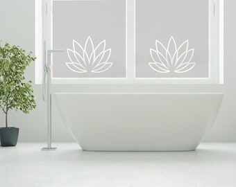 Écran d’intimité fleur de lotus pour surfaces vitrées (cabines de douche / fenêtres en 2 versions / 4 tailles chacune)