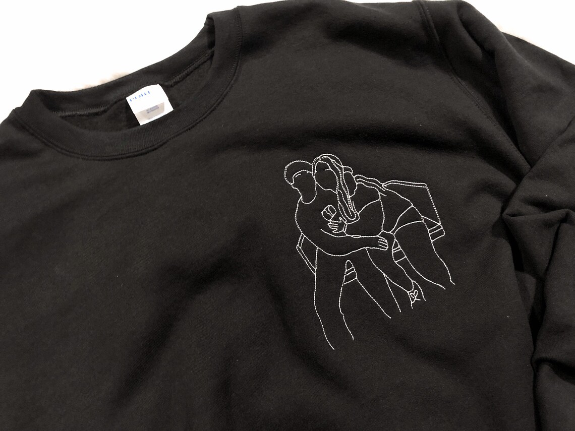 Custom Portrait Outline Embroidered pullover/ tee/ hoodie/ Etsy