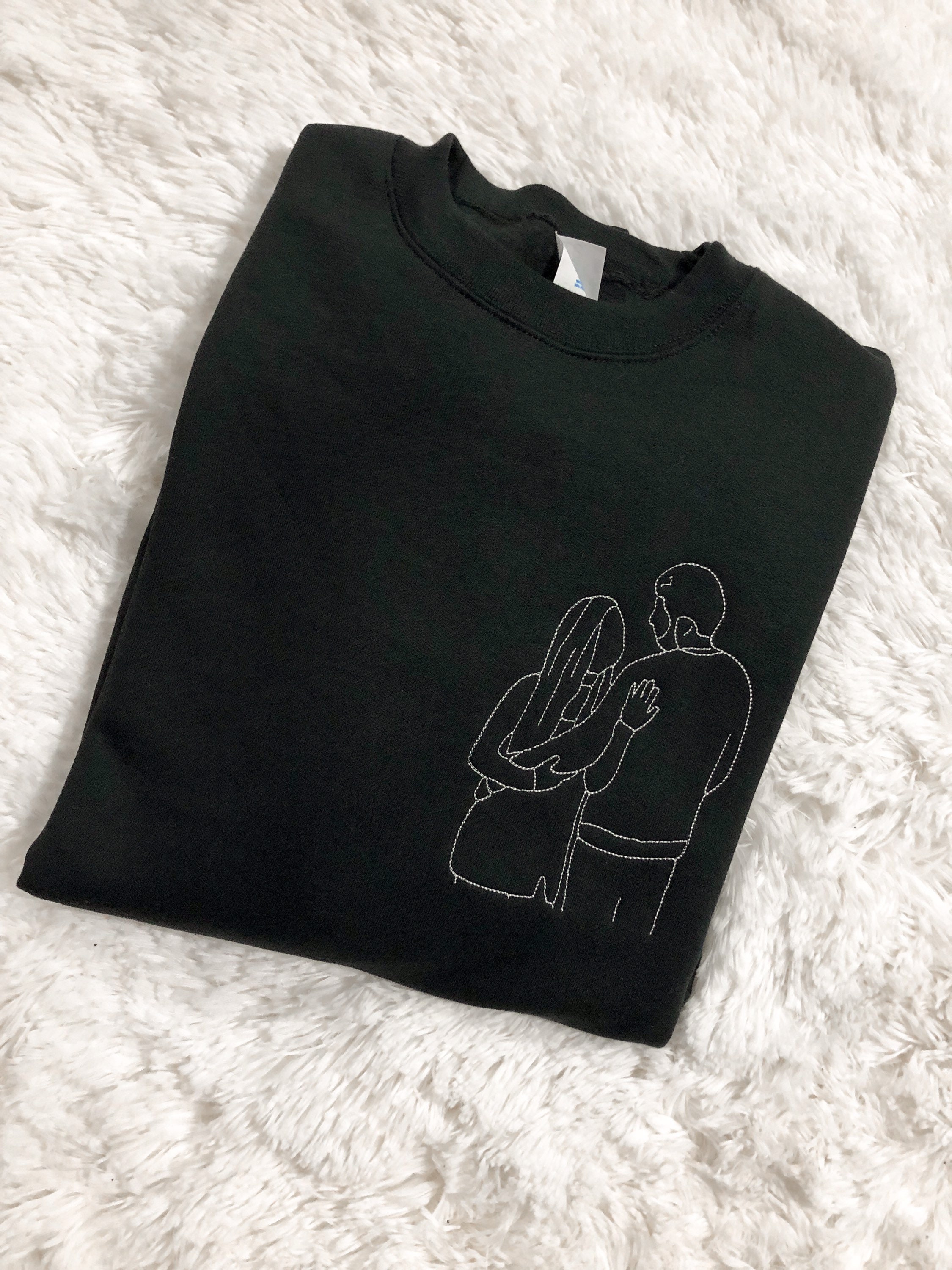 Custom Portrait Outline Embroidered pullover/ tee/ hoodie/ Etsy