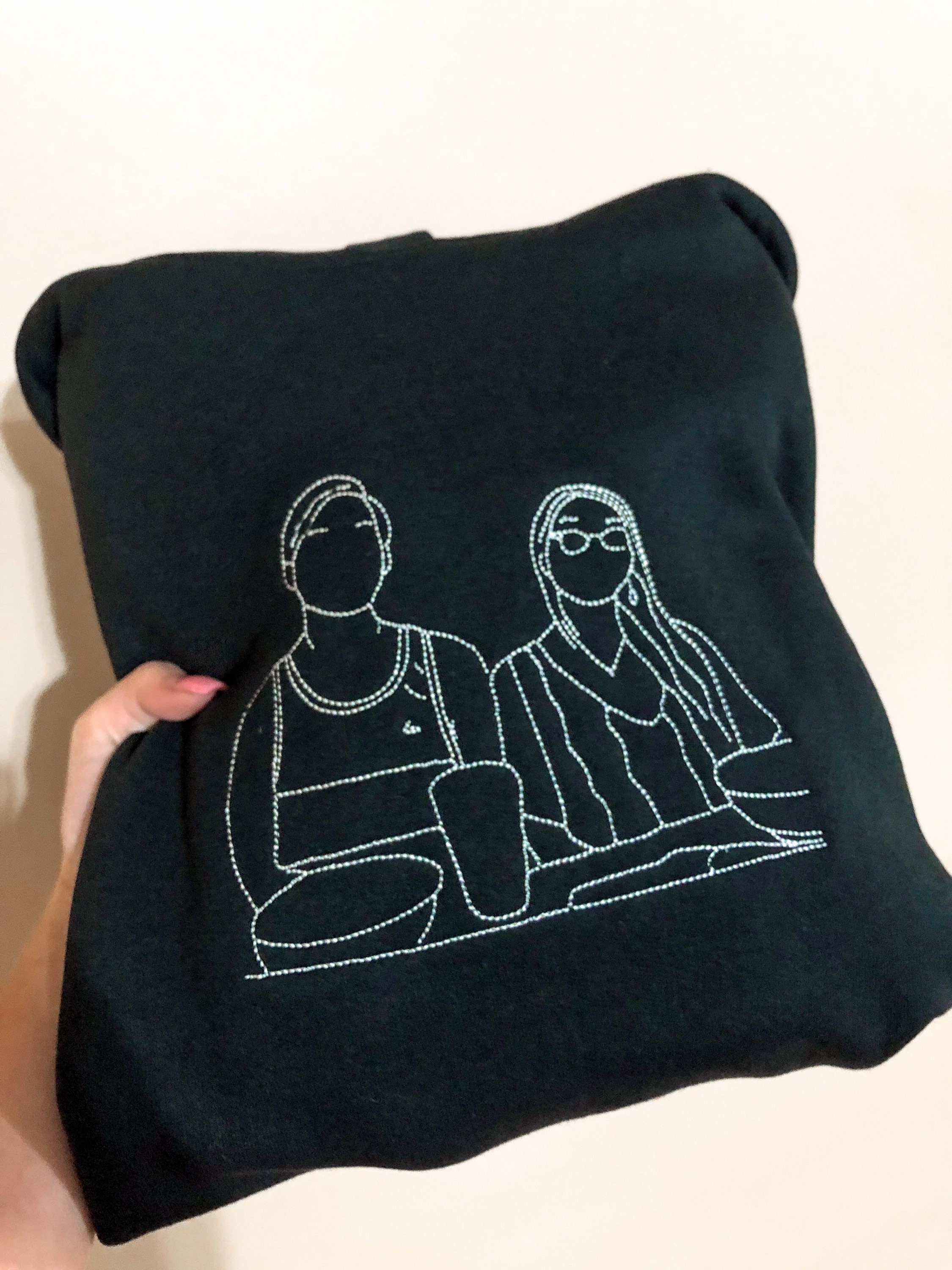 Custom Portrait Outline Embroidered pullover/ tee/ hoodie/ Etsy