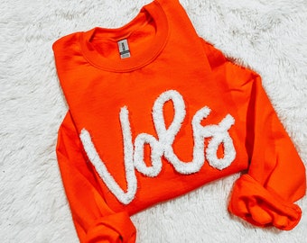 VOLS Chenille yarn sweatshirt, embroidery, chenille yarn, volunteers, Tennessee  sweatshirt, vols chenille sweatshirt