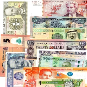 Lot 50 PCS Different Banknotes Bundle from 50 Countries Rare Old UNC Original World wide Foreign Currency Notes Rare set