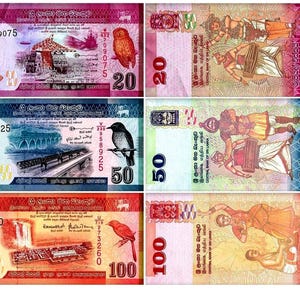 スリランカ ルピー 20+50+100 UNC 外貨紙幣 希少 3枚セット - Etsy 日本