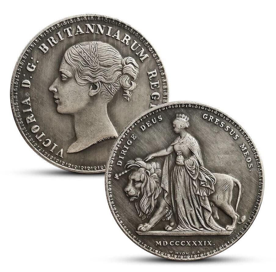 Queen Victoria Gothic Florin Crown British UK 1oz Brass