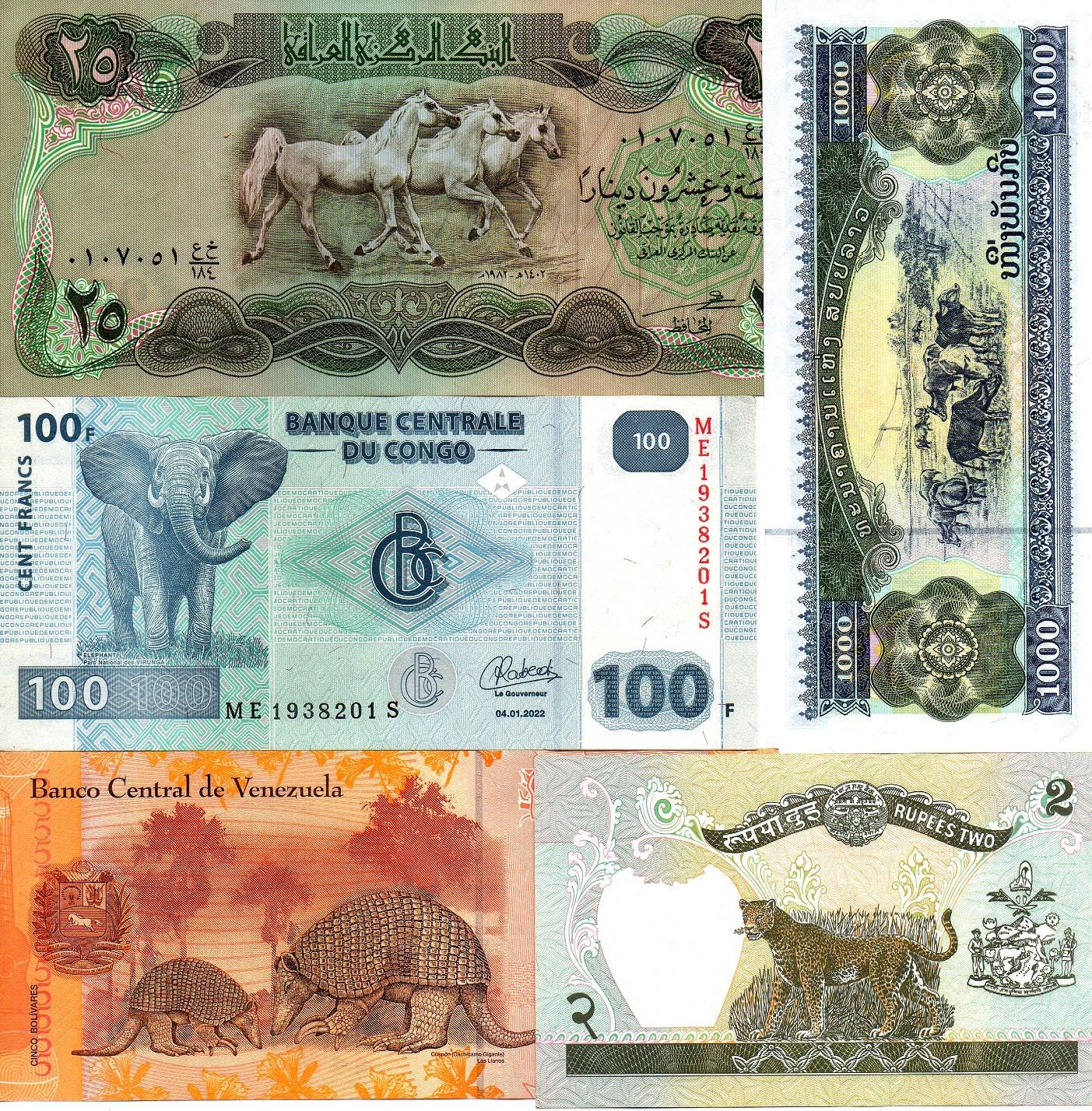 10 Animals & Birds World Banknotes Foreign Currency UNC Rare Collection ...