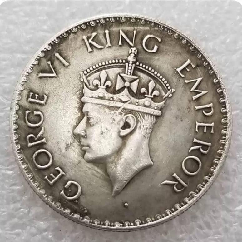 ジョージ5世 1ルピー埋め込み 金属製小皿 ヴィンテージ 美術品