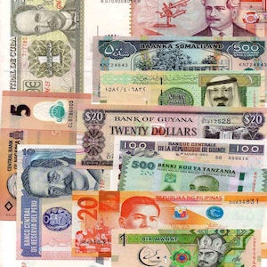 Lot 50 Stück verschiedene Banknoten Bündel aus 50 Ländern Seltene Alte UNC Original Weltweite Fremdwahrung Seltene Währung Set