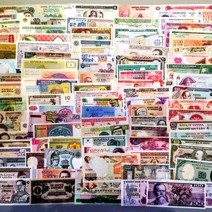 Lot 60 Stück verschiedene Welt Banknoten aus 60 Ländern Seltene UNC Original Fremdwährscheine Bundle Seltenes Set
