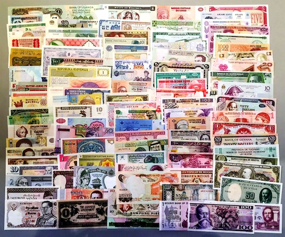 60カ国からの60枚の異なる世界の紙幣バンドルオリジナルの外国通貨の