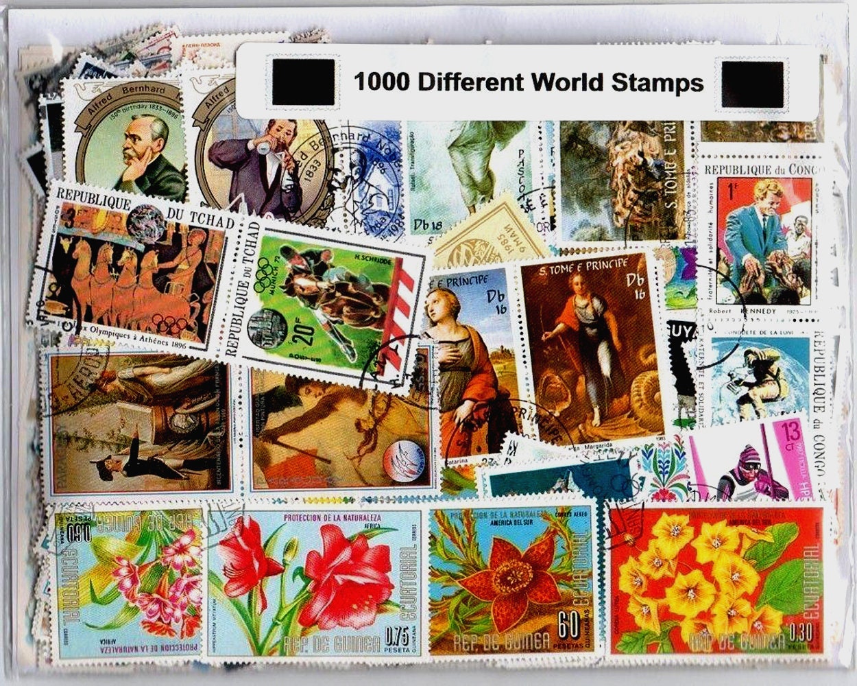 切手アルバム8ページ＋世界各国の使用済み切手100枚セット 希少な切手