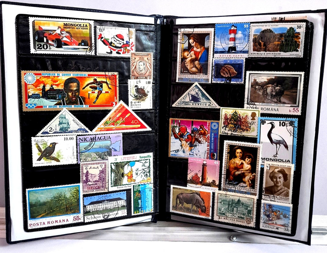 Stamp Album 8 Pages 100 Different All Large Commemorative World Wide