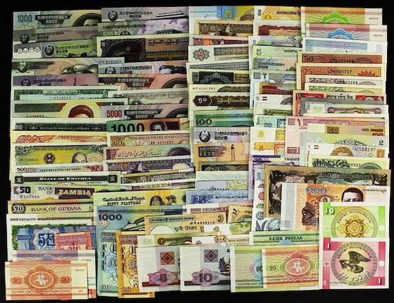 Lot 50 PCS Different Asia Africa Europe Foreign Currency Banknotes